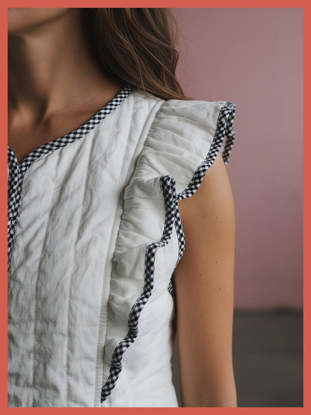 Aster Padded Frill Gilet - White