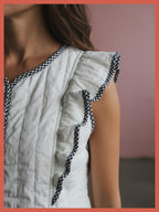 Aster Padded Frill Gilet - White