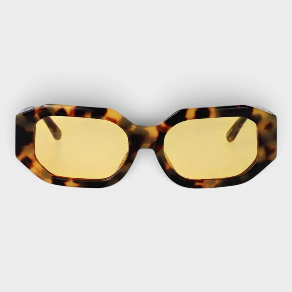 Linda Farrow Blake Octagonal Sunglasses Havana Brown Yellow