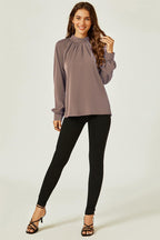 Halter Neck Blouse Top In Taupe Brown