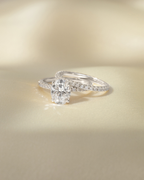 2 ct Oval Solitaire Moissanite Engagement Ring with Pavé Band in Sterling Silver