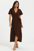 Wrap Maxi Dress In Espresso
