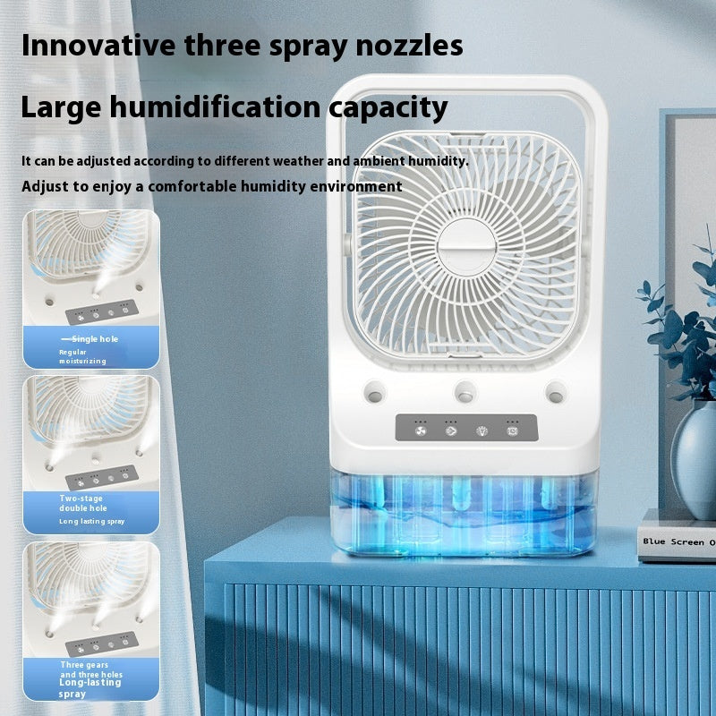 Ventilador de refrigeración doméstico USB recargable con cabezal ajustable, aire de refrigeración, tanque de agua refrigerado por aire acondicionado, ventiladores enfriadores de aire de bajo ruido