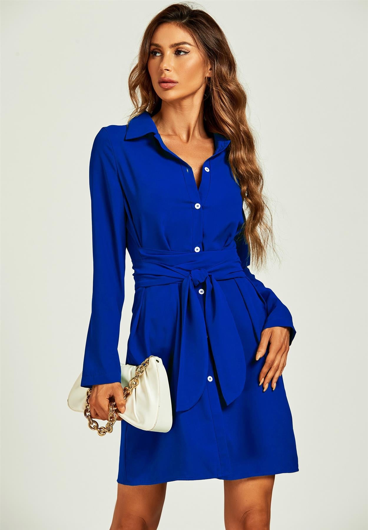 Shirt Mini Wrap Dress In Blue