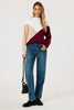 Colour Block Jumper Top In Camel & Wine & White