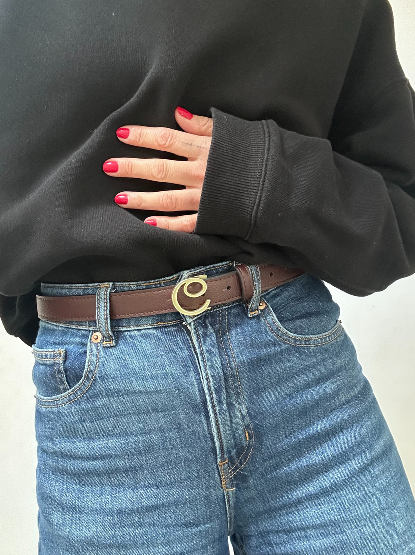 Vegan Leather brown belt - Diane | No More Nobody