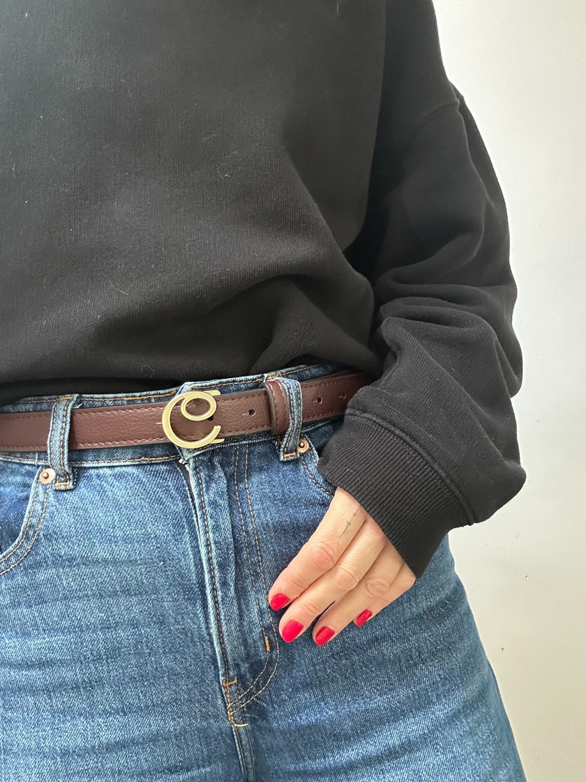 Vegan Leather brown belt - Diane | No More Nobody