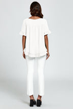 Frill Detail Short Sleeves Top In White