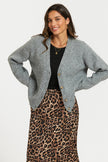 Little Heart Embroidery Cardigan Top In Grey
