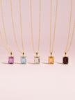 Green Amethyst Emerald Cut Pendant Necklace in 18k Gold Vermeil