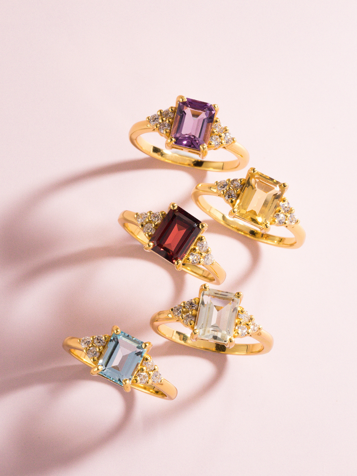 Bague Améthyste Verte Taille Émeraude en Vermeil 18 carats