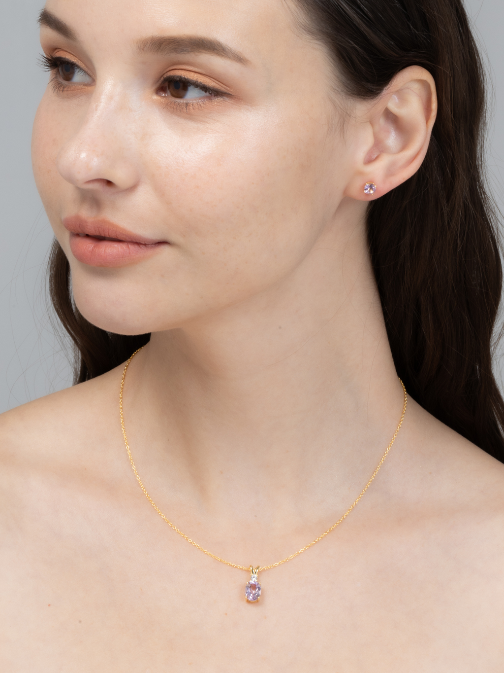 Collier pendentif améthyste lavande en vermeil d'or 18 carats