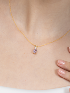 Collier pendentif améthyste lavande en vermeil d'or 18 carats