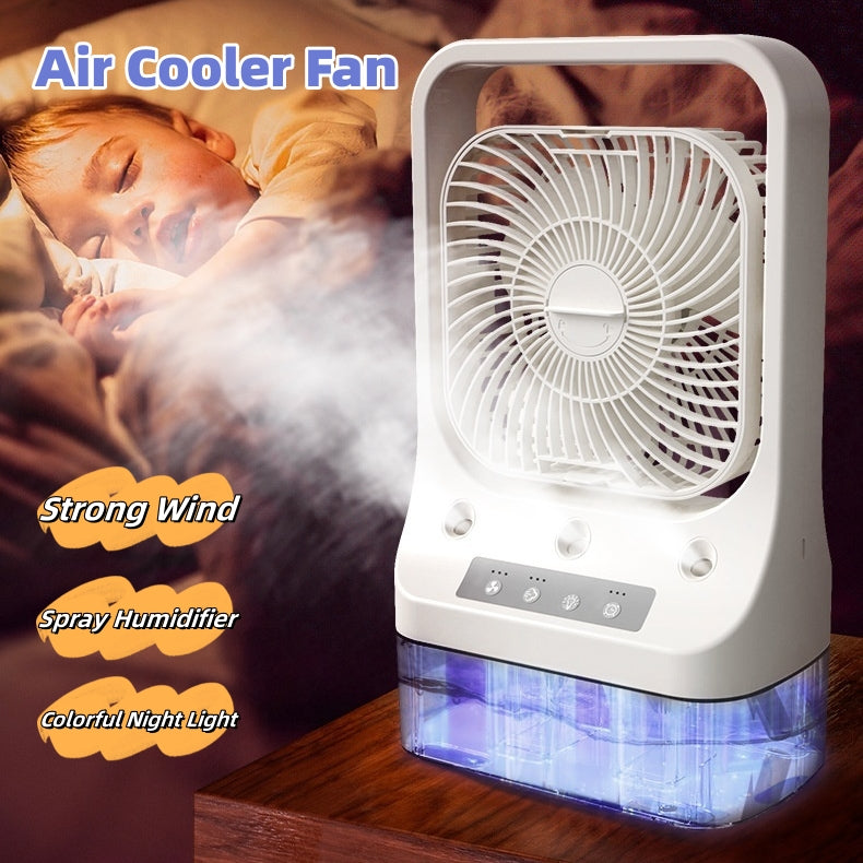 Ventilador de refrigeración doméstico USB recargable con cabezal ajustable, aire de refrigeración, tanque de agua refrigerado por aire acondicionado, ventiladores enfriadores de aire de bajo ruido