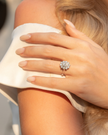 2.5 ct Oval Moissanite Halo Engagement Ring in Sterling Silver