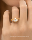 2 ct Oval Moissanite Three Stone Engagement Ring in 18k Gold Vermeil