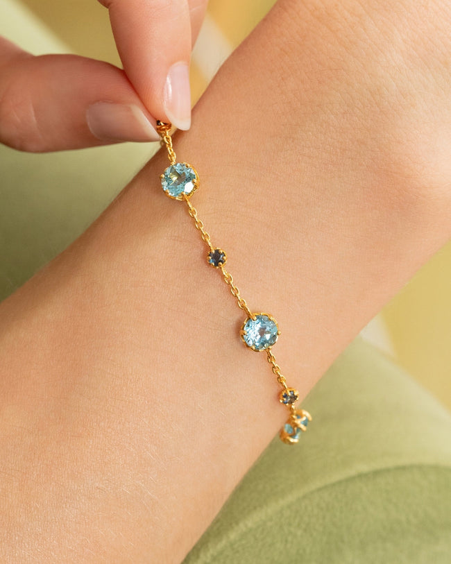 Blue Sapphire & Blue Topaz Jewellery Set in 18k Gold Vermeil