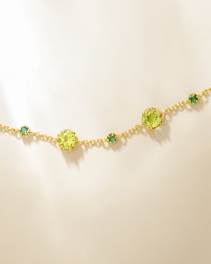 Emerald & Peridot Bracelet in 18k Gold Vermeil