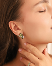 Large Green Gemstone Cluster Earrings in Sterling Silver