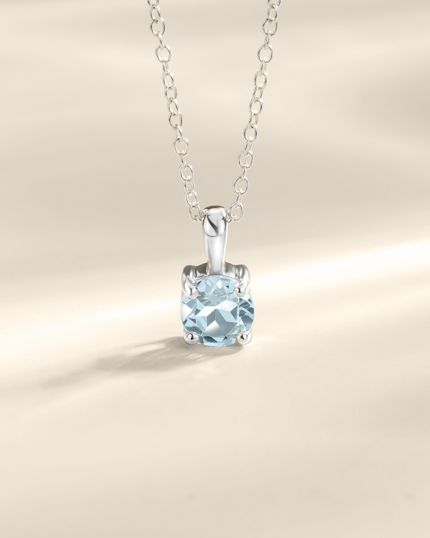 Sky Blue Topaz Solitaire Pendant Necklace in Sterling Silver
