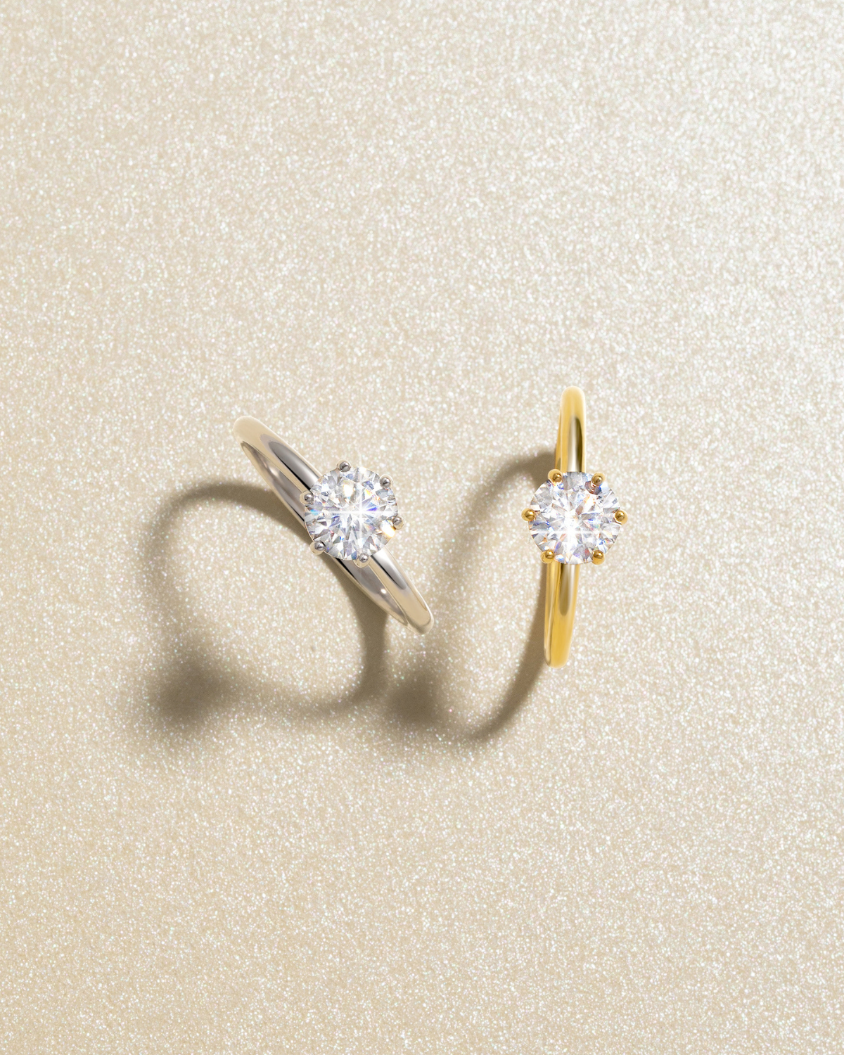Bague de fiançailles solitaire en moissanite ronde 1 carat en vermeil d'or 18 carats