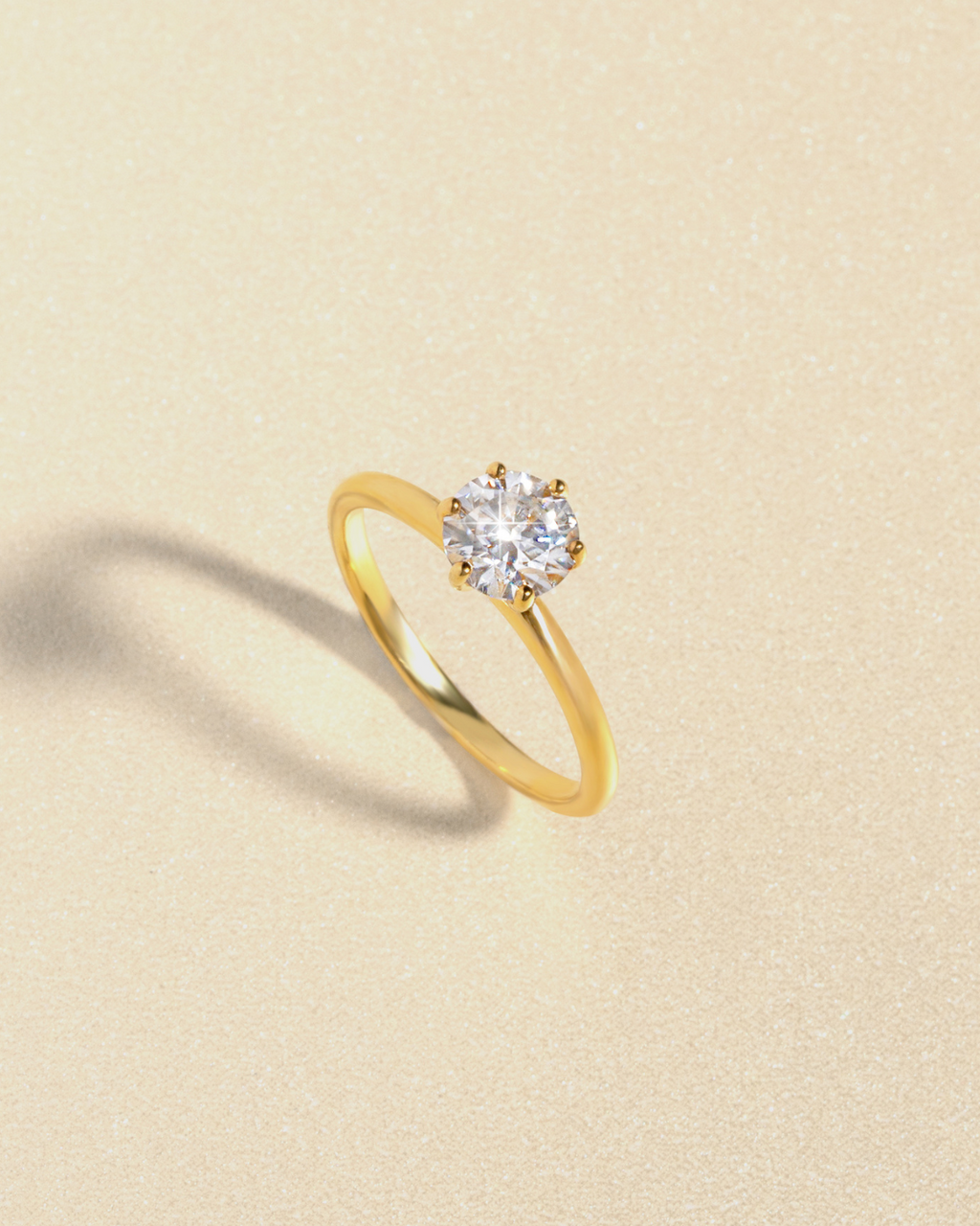Bague de fiançailles solitaire en moissanite ronde 1 carat en vermeil d'or 18 carats