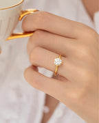 Bague de fiançailles solitaire en moissanite ronde 1 carat en vermeil d'or 18 carats