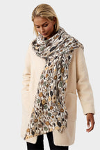 Floral Print Fringed edges Scarf In Brown
