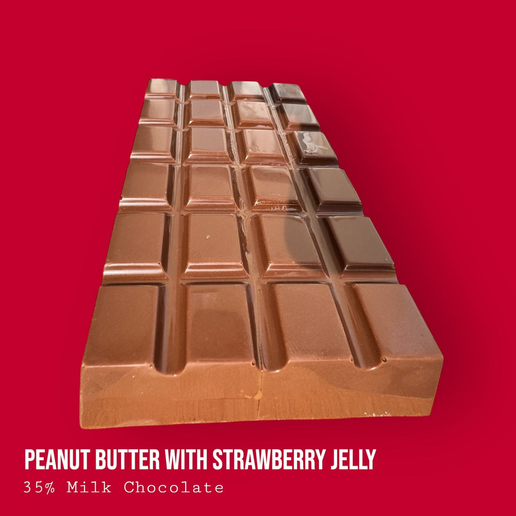 Crunchy Peanut Butter with Strawberry Jelly Topped with Salted Peanuts in Milk Chocolate 230g