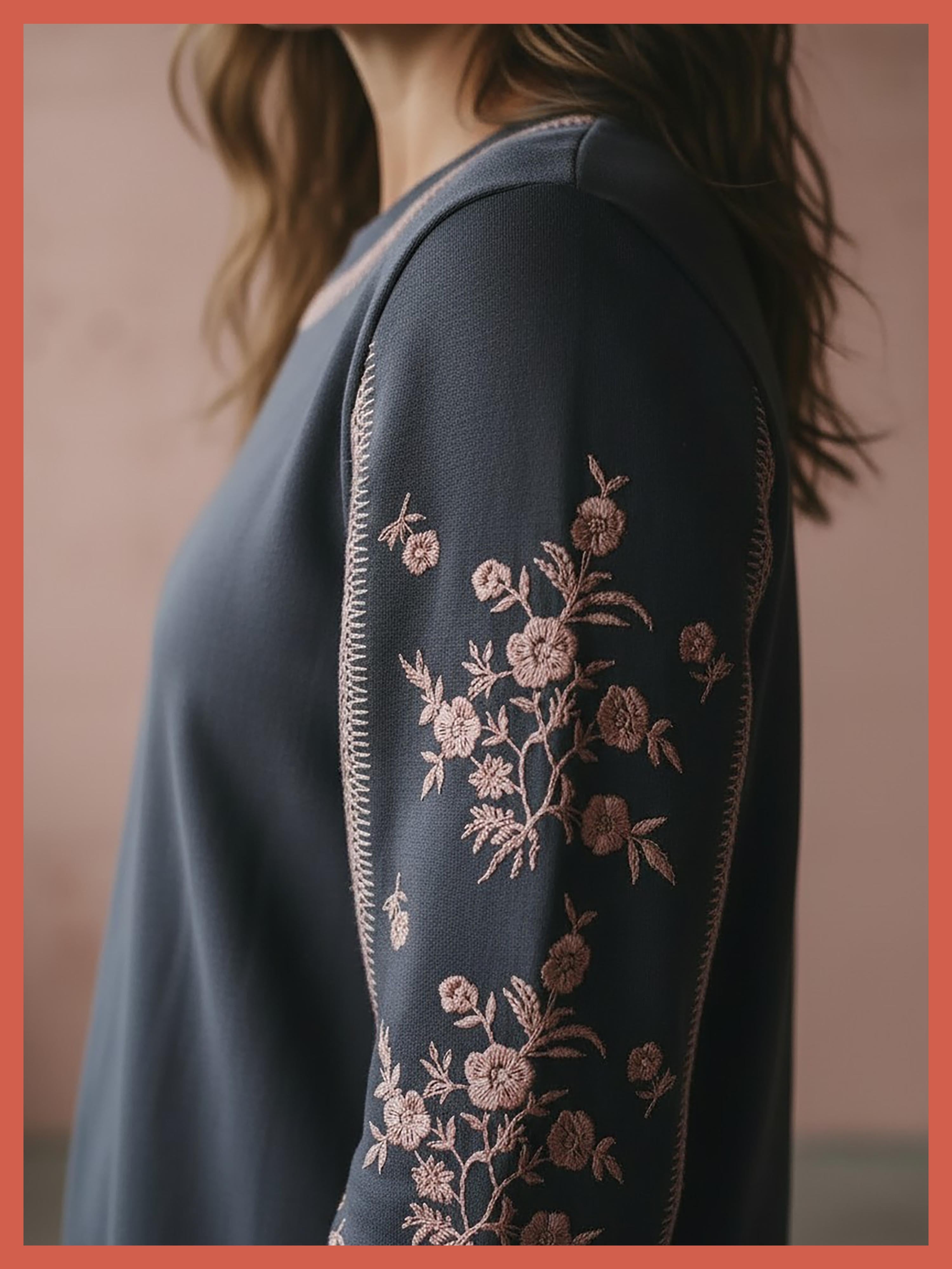 Catalina Embroidered Sweater In Washed Blue