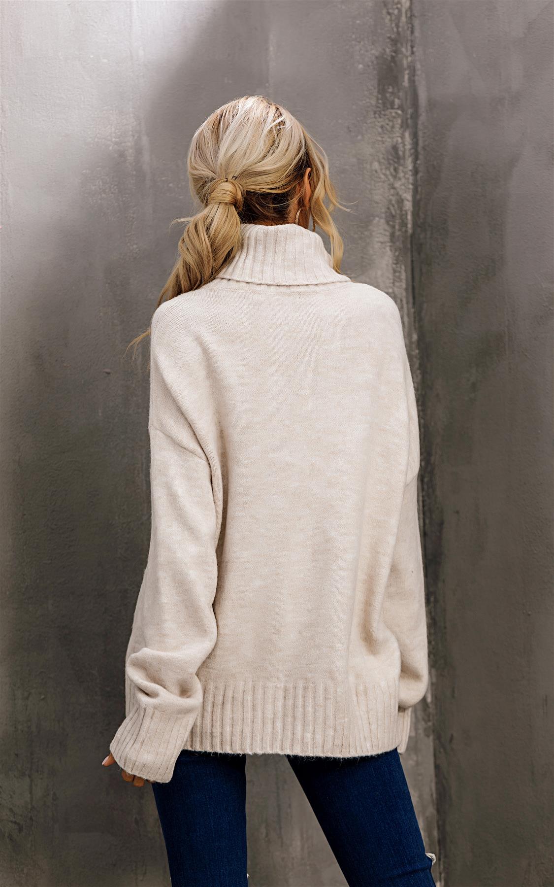 Pull Col Roulé Crème