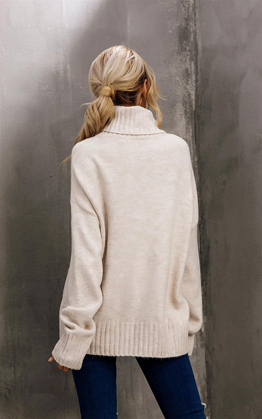 Pull Col Roulé Crème