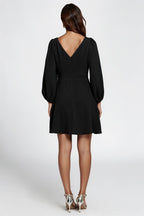 Back V Neck Mini Dress In Black