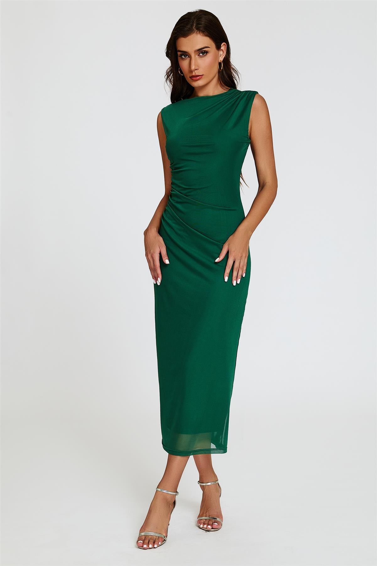 Mesh Maxi Dress In Green