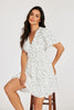 Dot Print Short Sleeve Mini Dress In White