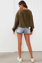 Perfectly Oversized Cropped Sweatshirt In Khaki