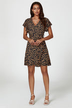 Floral Print Wrap Top Dress In Navy