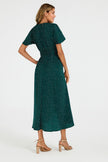 Polka Dot Print Wrap Dress In Green