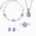 Conjunto completo - Conjunto de joyas de amatista en plata de ley