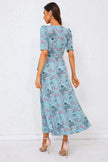 Floral Print Jersey Midi Dress In Blue