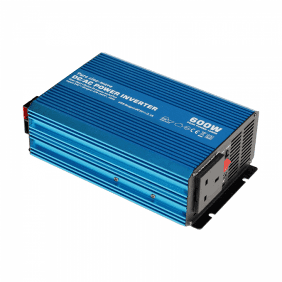 600W 24V Pure Sine Wave Power Inverter 230V AC UK Socket USB Port IPC-600-24