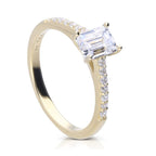 Diamonfire Emerald Cut Ring with Pave Shoulders