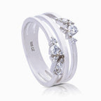 Diamonfire Triple Layered Multi Stone Ring