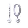 Diamonfire Pave Hoop Earrings with Zirconia Charm