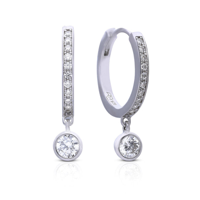 Diamonfire Pave Hoop Earrings with Zirconia Charm