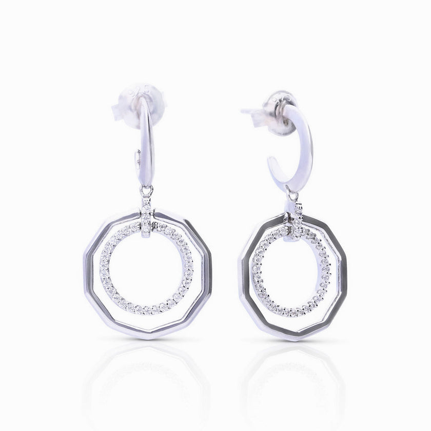 Diamonfire 3/4 Hoop Earrings with Pave and Plain Circles