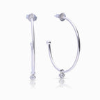 Diamonfire Large 3/4 Hoop Earrings with Tiny Zirconia Charm