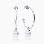Diamonfire 3/4 Hoop Earrings with Shell Pearl Charm