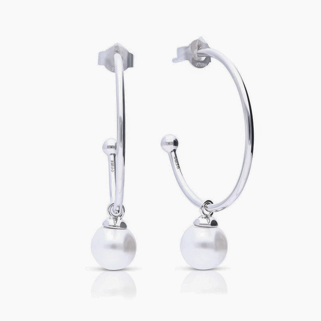 Diamonfire 3/4 Hoop Earrings with Shell Pearl Charm