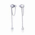 Diamonfire Stud Earrings with Zirconia Chain Drop